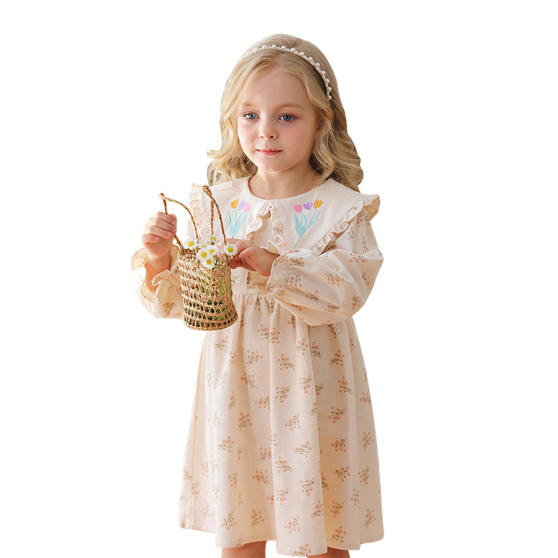 Spring and Autumn Flowers Pattern Long-sleeved Dress for Stylish Girls, MyKids-USA®, Baby & Toddler Dresses, MyKids-USA -  -  -  -  -  -  - 