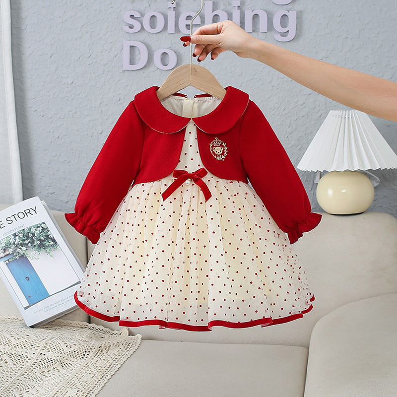 Baby Sweet Style Polka Dot Pattern Dress & Onesies