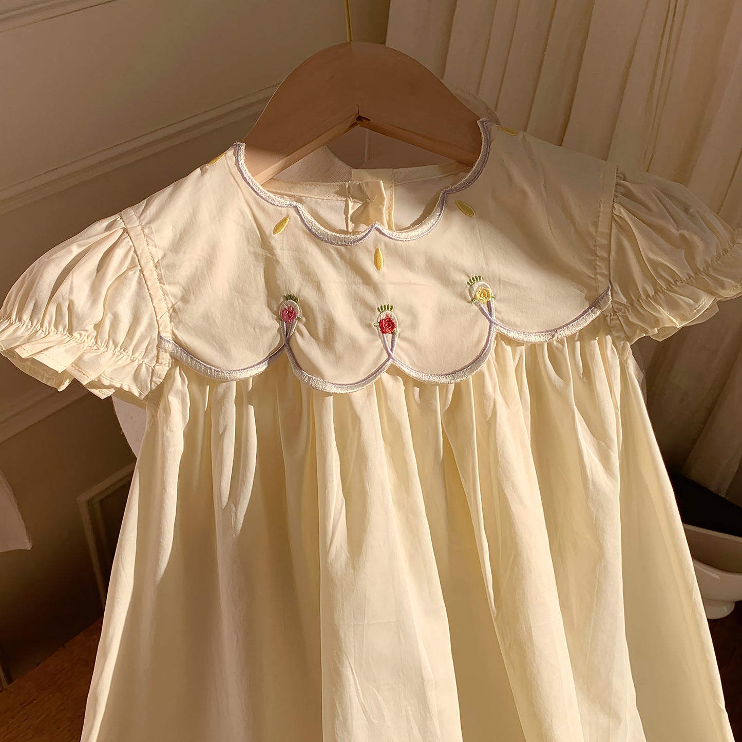 Summer Baby Kids Girls French Short Sleeves Floral Pattern Embroidered Dress, MyKids-USA®, Baby & Toddler Dresses, MyKids-USA -  -  -  -  -  -  - 