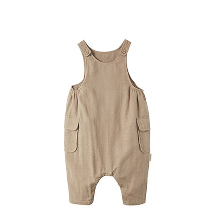 Hot Selling Summer Baby Kids Unisex Solid Color Loose Comfy Overalls