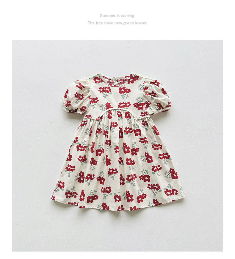 Summer Baby Kids Girls Short-Sleeved Floral Pattern Cute Dress 130 (7-8Y) / Pink Summer Baby Kids Girls Short-Sleeved Floral Pattern Cute Dress 130 (7-8Y) / Pink