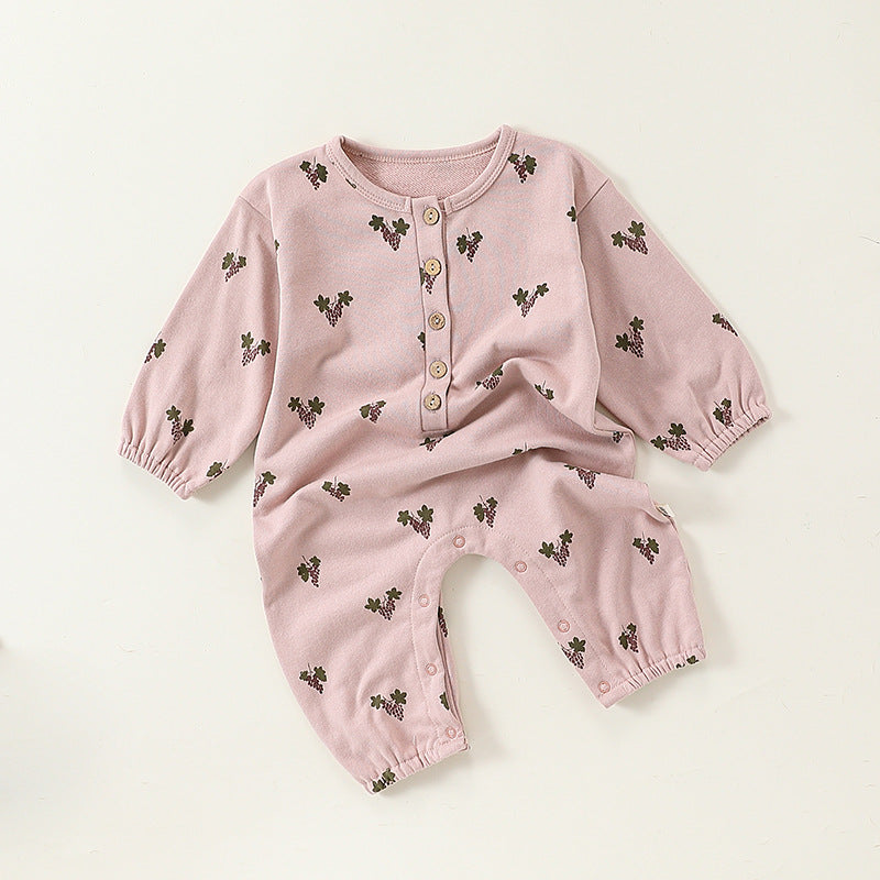 Autumn and Spring Arrival Baby Unisex Cartoon Fruits Pattern Long Sleeves Crew Neck Rompers, MyKids-USA®, Baby One-Pieces, MyKids-USA - Size/Age - 66 (3-6M) - Color - Pink -  -  - TR2408131314-E