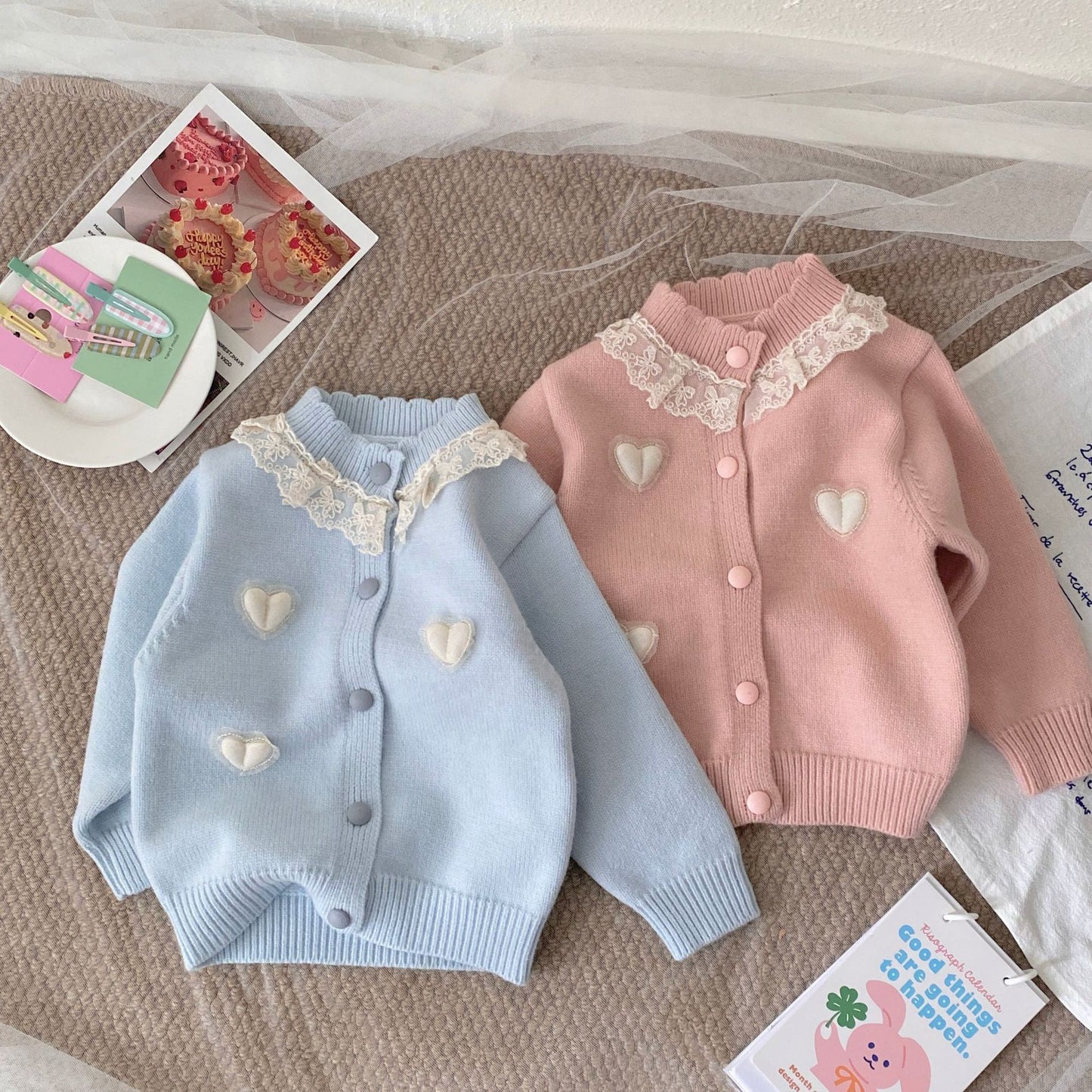 Winter and Autumn Baby Kids Girls Hearts Pattern Long Sleeves Cardigan and Plain Pants Clothing Set, MyKids-USA®, Baby & Toddler Outfits, MyKids-USA -  -  -  -  -  -  - 