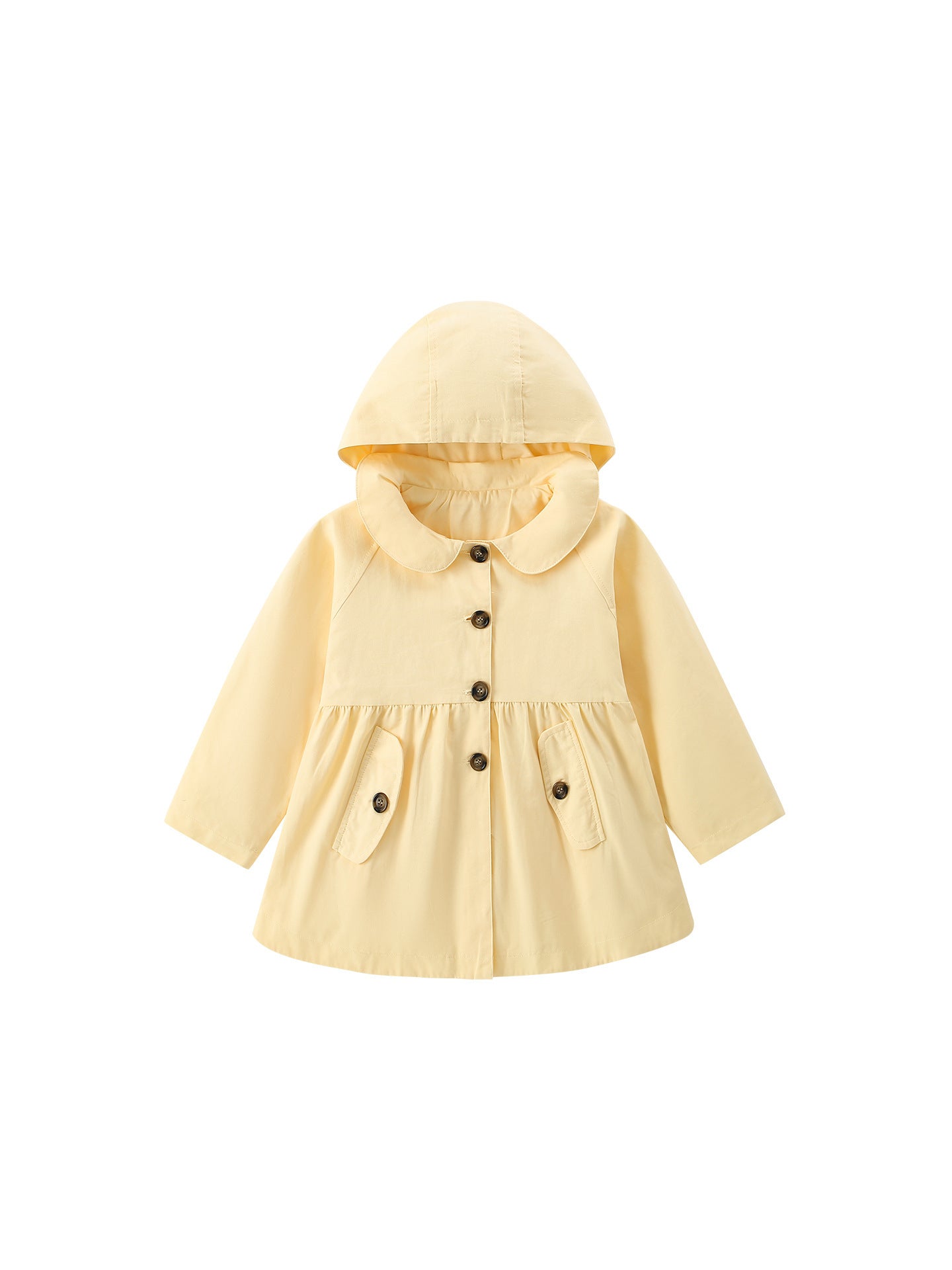 MyKids-USA® Autumn Arrival Girls’ Plain Peter Pan Collar Hooded Coat
