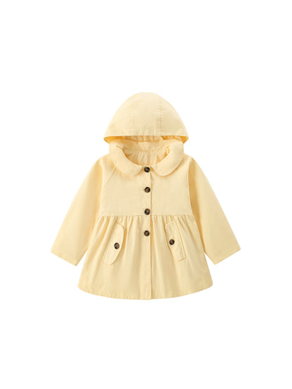 MyKids-USA® Autumn Arrival Girls’ Plain Peter Pan Collar Hooded Coat
