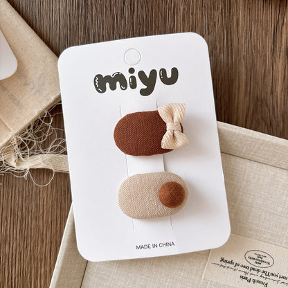 Collection of 2 Color Patchwork Cloth Design Hair Clips, MyKids-USA®, Hair Pins, Claws & Clips, MyKids-USA - Size/Age - Average Size (0-12Y） - Color - Coffee -  -  - TR2603171039-B.