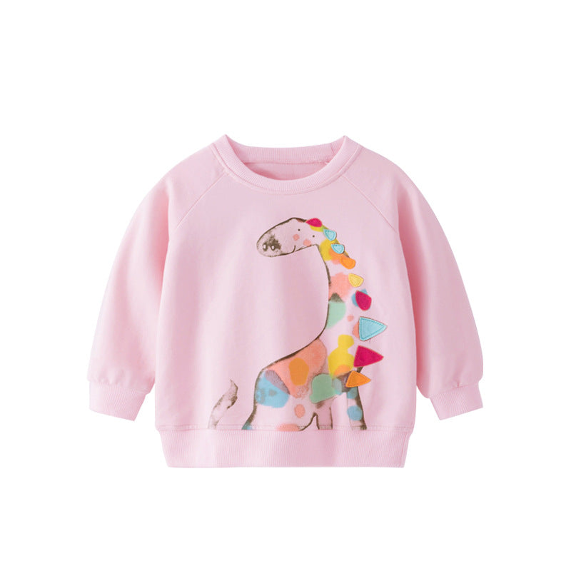Autumn and Spring Arrival Long Sleeves Animals Cartoon Pattern Top for Stylish Girls, MyKids-USA®, Baby & Toddler Tops, MyKids-USA - Size/Age - 90 (12-24M) - Color - Pink -  -  - TR2602051034-A.
