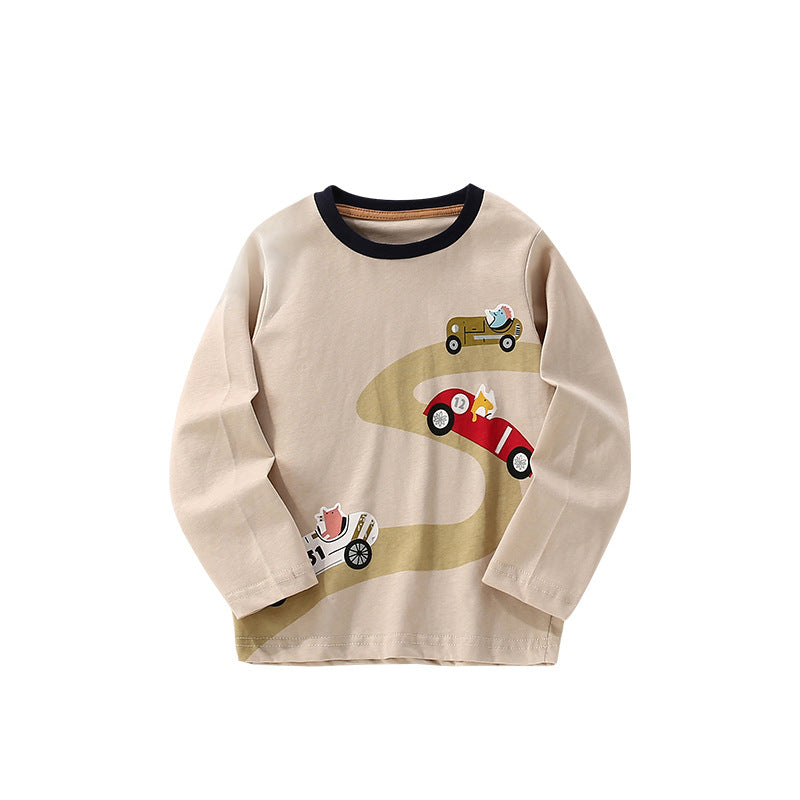 Autumn and Spring Arrival Animals Cartoon Pattern Long Sleeves Top for Stylish Boys, MyKids-USA®, Shirts, MyKids-USA - Size/Age - 100 (2-3Y) - Color - Apricot -  -  - TR2509182340-A