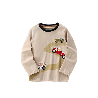 Autumn and Spring Arrival Animals Cartoon Pattern Long Sleeves Top for Stylish Boys, MyKids-USA®, Shirts, MyKids-USA - Size/Age - 100 (2-3Y) - Color - Apricot -  -  - TR2509182340-A