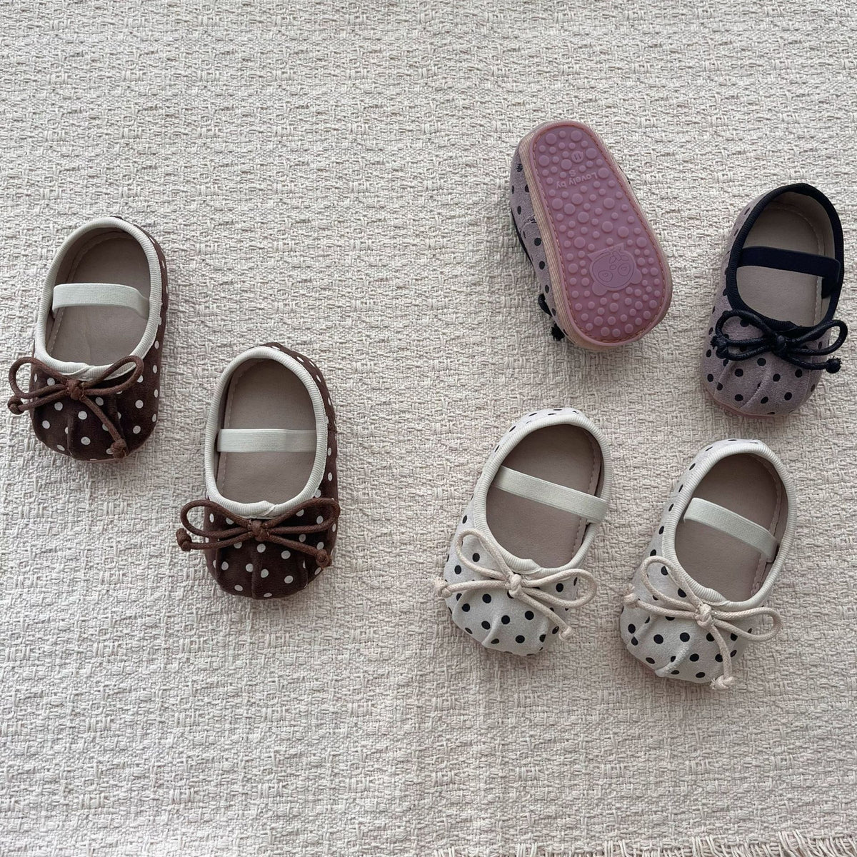 MyKids-USA® Baby Girl Faux Suede Dots Pattern Soft Sole Shoes