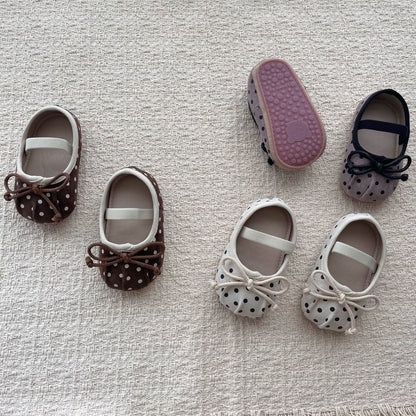 MyKids-USA® Baby Girl Faux Suede Dots Pattern Soft Sole Shoes