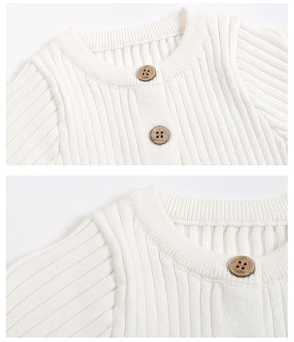 Hot Selling Autumn Baby Kids Long Sleeves Solid Color Single Breasted Rompers