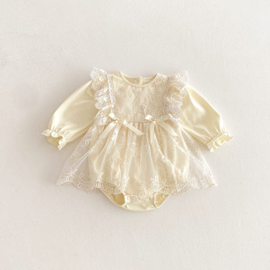 Spring Arrival Baby Girls Cute Floral Embroidered Tulle Long Sleeves Onesies, MyKids-USA®, Baby One-Pieces, MyKids-USA -  -  -  -  -  -  - 