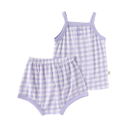 Design Summer Baby Kids Girls Sleeveless Plaid Vest with Shorts Set, MyKids-USA®, Baby & Children's Outfits, MyKids-USA - Size/Age - 73 (6-9M) - Color - Purple -  -  - TR2606012328-C.