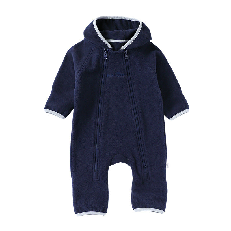 Winter Arrival Baby Unisex Long Sleeves Solid Color Letters Pattern Zip-up Rompers, MyKids-USA®, Baby One-Pieces, MyKids-USA - Size/Age - 66 (3-6M) - Color - Navy Blue (Dark Blue) -  -  - TR2509182221-C
