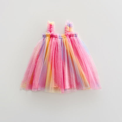 Summer Baby Kids Girls Sleeveless Gradient Tulle Strap Dress, MyKids-USA®, Baby & Children's Dresses, MyKids-USA - Size/Age - 80 (9-12M) - Color - Red -  -  - TR2605222211-D.