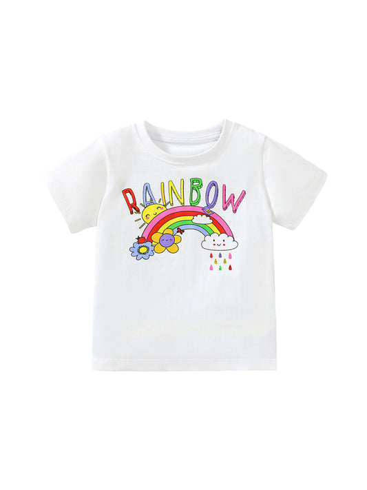 Colorful Rainbow Cartoon Boys’ T-Shirt In European And American Style For Summer
