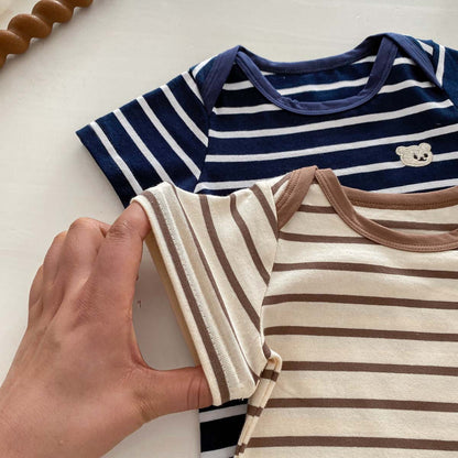 Summer Arrival Baby Boys and Girls Short Sleeves Striped and Teddy Pattern Bodysuit, MyKids-USA®, Baby & Children's One-Pieces, MyKids-USA -  -  -  -  -  -  - .