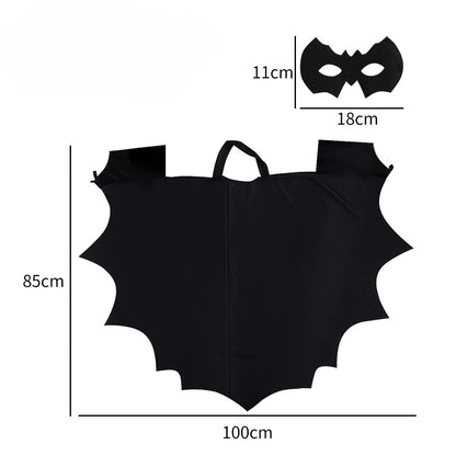 Halloween Bat Cape Set for Kids – Batman Cosplay Costume, MyKids-USA®, Costume Sets, MyKids-USA - Size/Age - Average Size (0-12Y） - Color - Black -  -  - TR2508252230-A.
