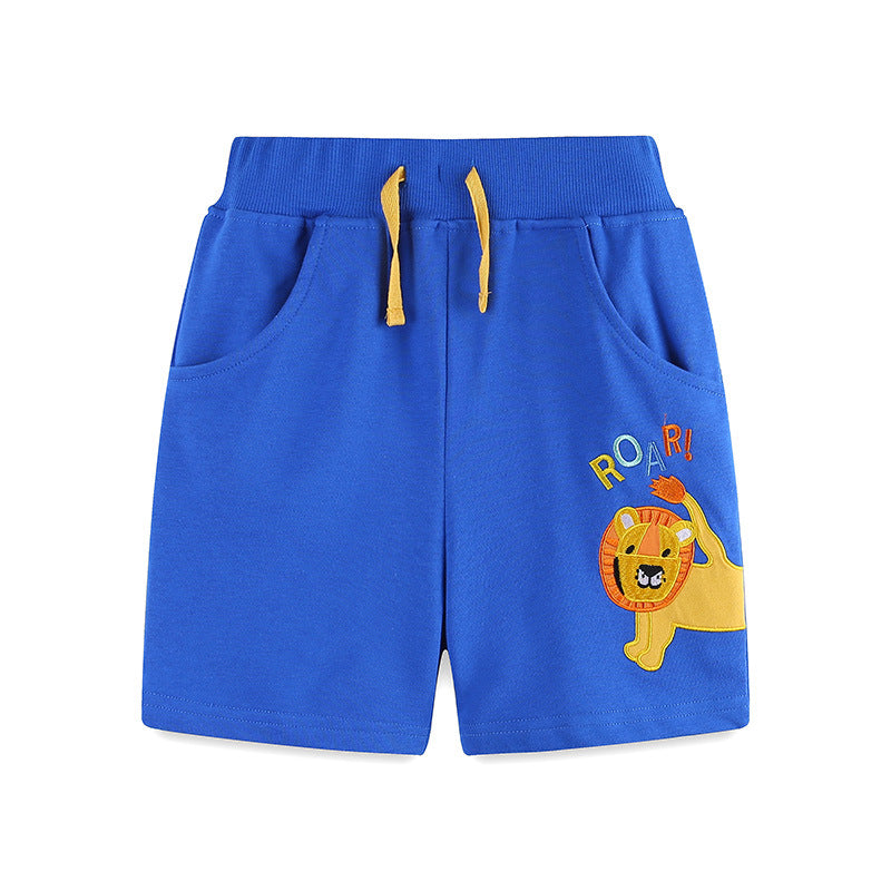 Summer Arrival Kids Boys Cotton Casual Style Cartoon Lion and Letters Pattern Shorts, MyKids-USA®, Shorts, MyKids-USA - Size/Age - 90 (12-24M) - Color - Blue -  -  - TR2505082134-A