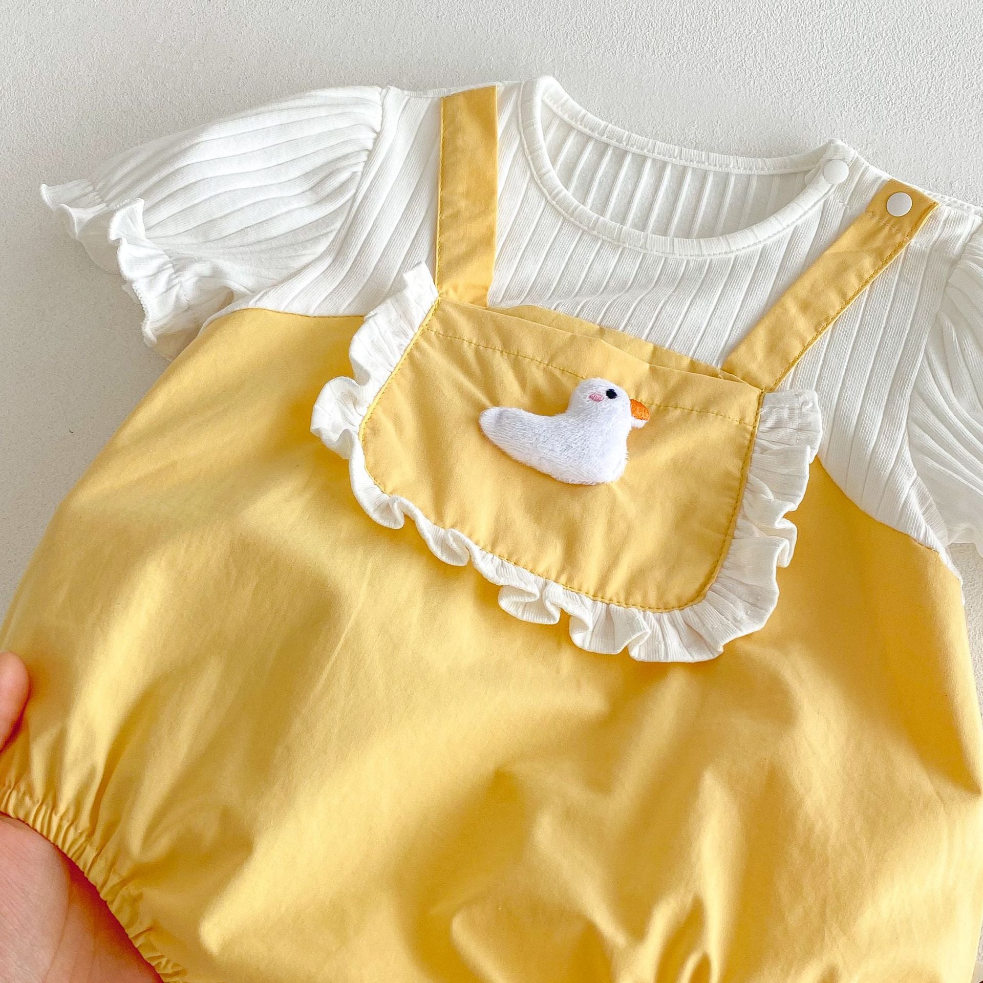 Summer Arrival Baby Girls Cute Cartoon Duck Decorated Short Sleeves Onesies, MyKids-USA®, Baby One-Pieces, MyKids-USA -  -  -  -  -  -  - 
