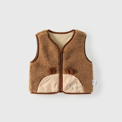Arrival Winter Baby Kids Unisex Color Patchwork Sleeveless Brushed Vest, MyKids-USA®, Baby & Toddler Coats & Jackets, MyKids-USA - Size/Age - 80 (9-12M) - Color - Brown -  -  - TR2509262338-A