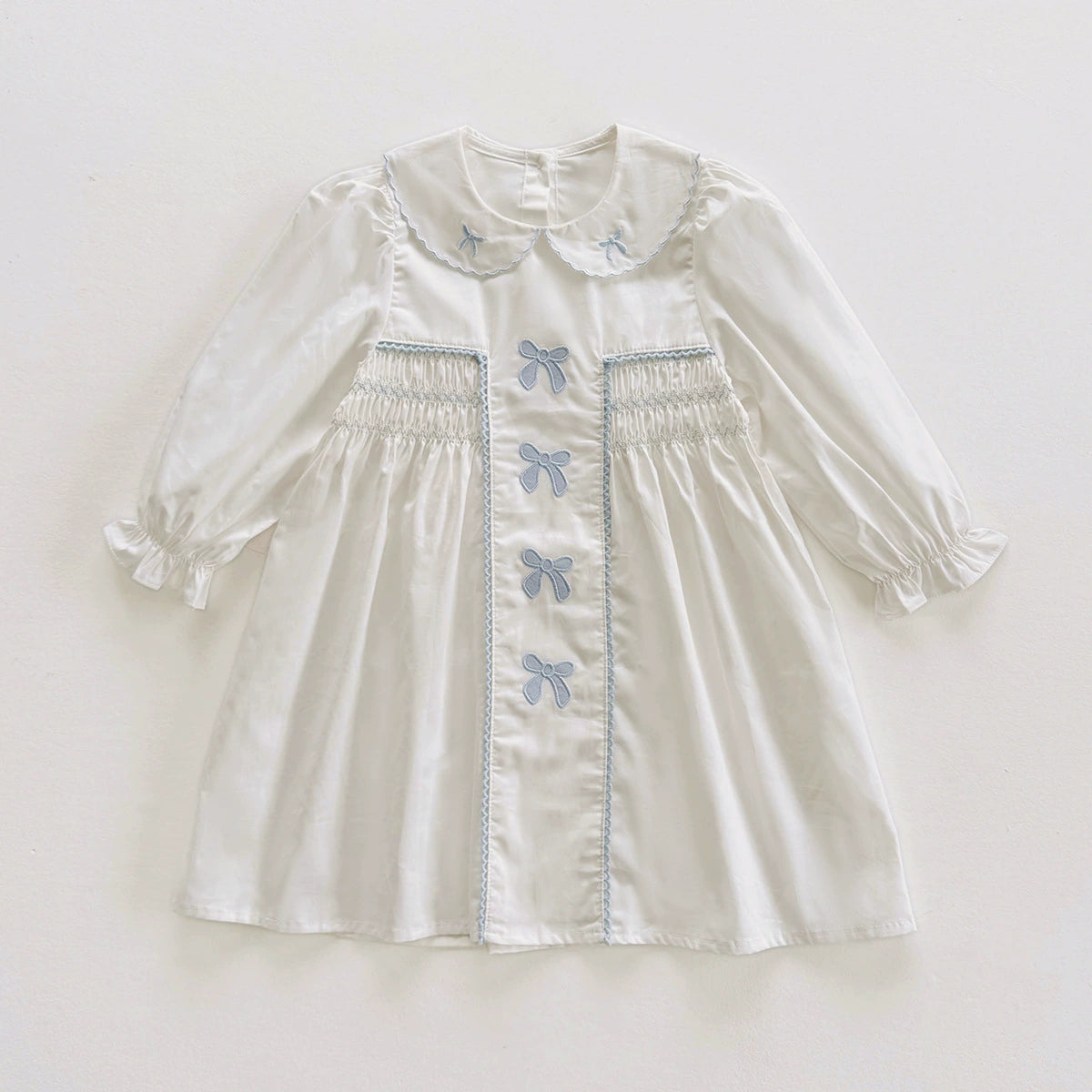 Arrival Autumn Girls Butterfly-bows Embroidery Pattern Long Sleeves Dress, MyKids-USA®, Baby & Toddler Dresses, MyKids-USA - Size/Age - 90 (12-24M) - Color - Beige -  -  - TR2508042355-A