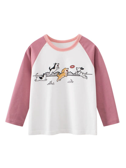 Spring Baby Kids Girls Animals Cartoon Print Long Sleeves Crew Neck Color Patchwork Top, MyKids-USA®, Shirts, MyKids-USA -  -  -  -  -  -  - .