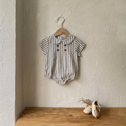 Summer Arrival Baby Short Sleeves Striped Pattern Bodysuit