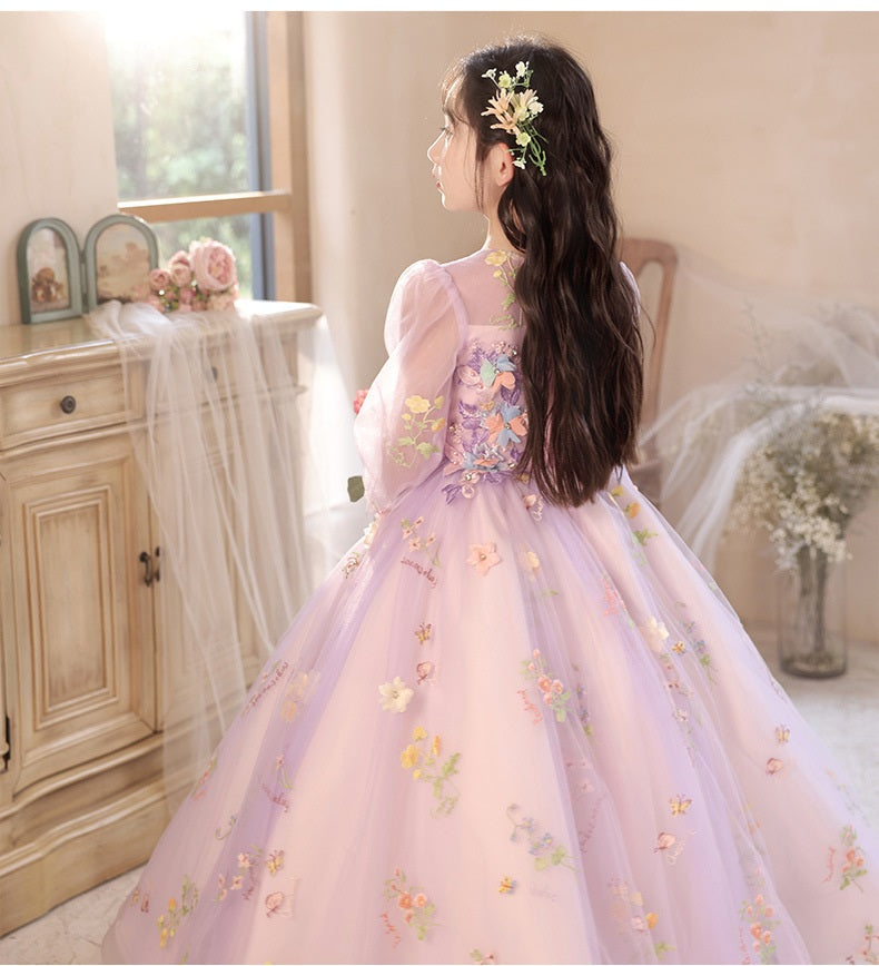 Princess Purple Birthday Dress For Girls: Luxurious Long-Sleeved Piano Performance Attire, Perfect For Spring Celebrations 120 (5-7Y) / Purple Princess Purple Birthday Dress For Girls: Luxurious Long-Sleeved Piano Performance Attire, Perfect For Spring Celebrations 120 (5-7Y) / Purple
