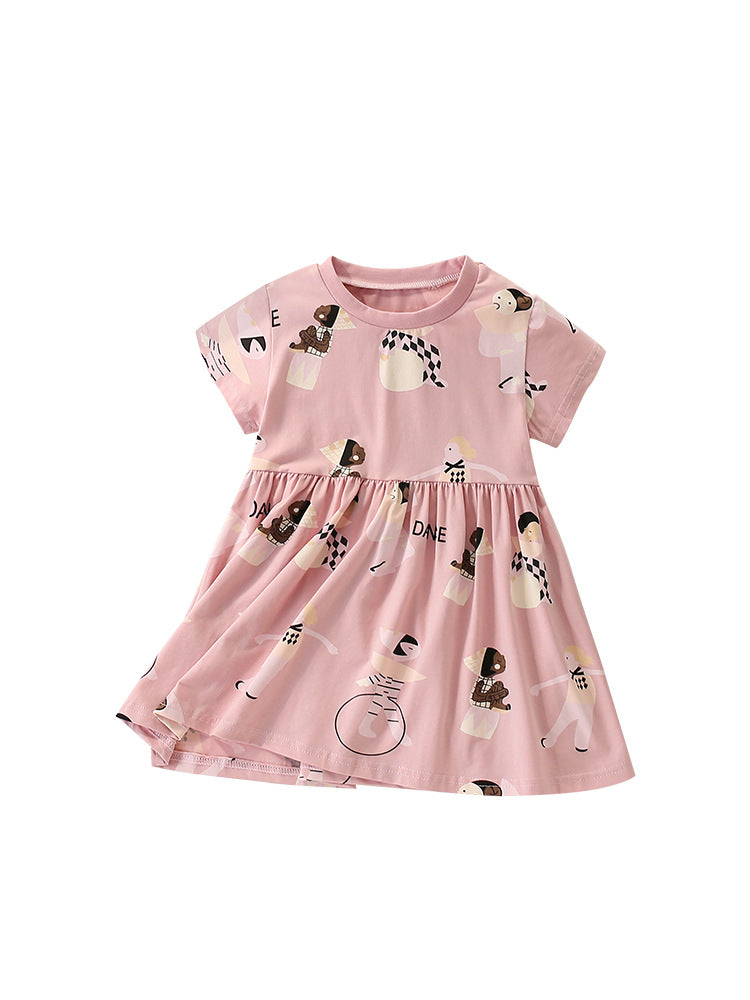 Summer Arrival Cartoon and Letters Pattern Short Sleeves Dress for Stylish Girls, MyKids-USA®, Baby & Toddler Dresses, MyKids-USA -  -  -  -  -  -  - 