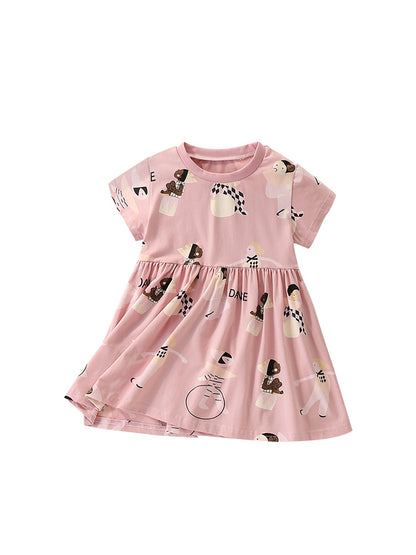 Summer Arrival Cartoon and Letters Pattern Short Sleeves Dress for Stylish Girls, MyKids-USA®, Baby & Toddler Dresses, MyKids-USA -  -  -  -  -  -  - 
