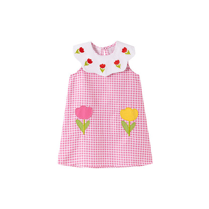 Summer Arrival Flowers Pattern Sleeveless Cute Dress for Stylish Girls, MyKids-USA®, Baby & Toddler Dresses, MyKids-USA - Size/Age - 90 (12-24M) - Color - Pink -  -  - TR2601271525-A.