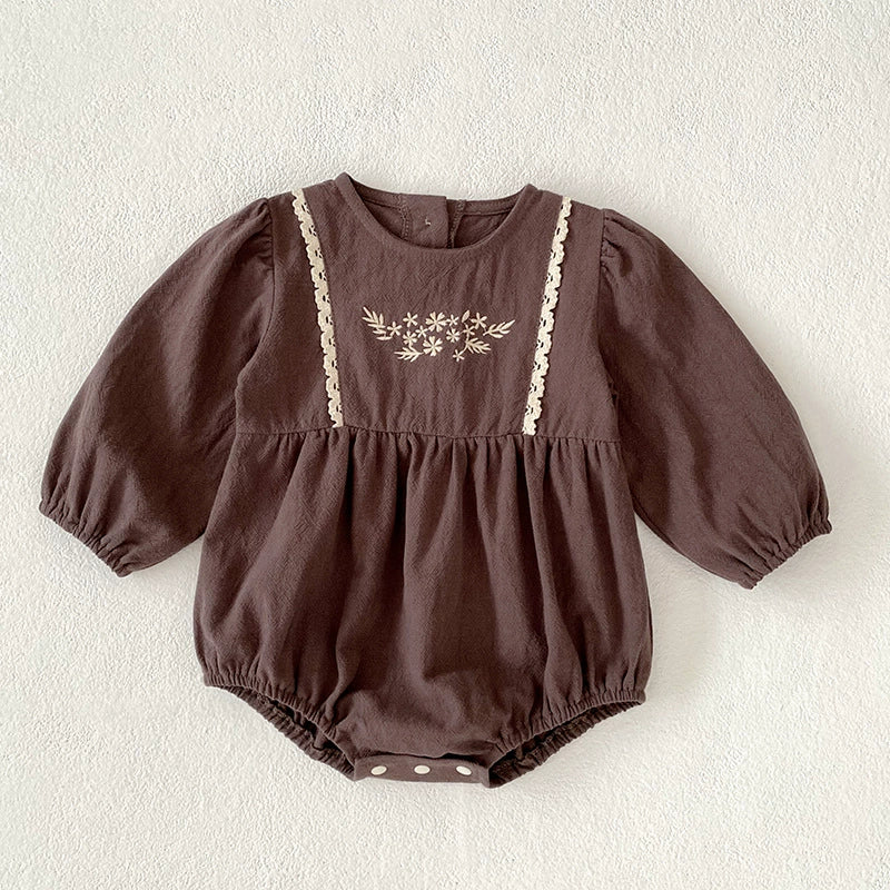 Autumn Baby Girls Northern Europe Style Flowers Embroidered Pattern Long-sleeved Onesies and Dress – Princess Sister Matching Set, MyKids-USA®, Baby & Toddler Dresses, MyKids-USA - Size/Age - 66 (3-6M) - Color - Coffee -  -  - TR2506202034-C