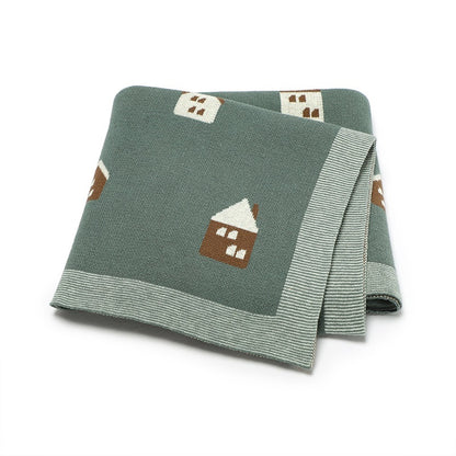 Hot Selling: Spring/Summer Arrival Knitted Cute Little House Soft Baby Blanket, Perfect For Newborn Boys And Girls, MyKids-USA®, Blanket, MyKids-USA - Size/Age - Kids & Adult (Average Size) - Color - Green -  -  - TR2403282206-B