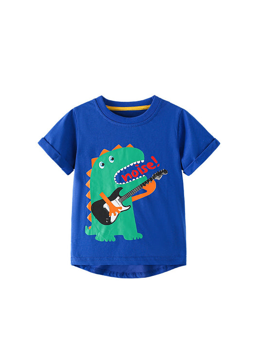 Summer Boys’ Cartoon Pattern T-shirt in European and American Style, MyKids-USA®, T-Shirts, MyKids-USA - Size/Age - 100 (2-3Y) - Color - Blue -  -  - TR2606032255-A.