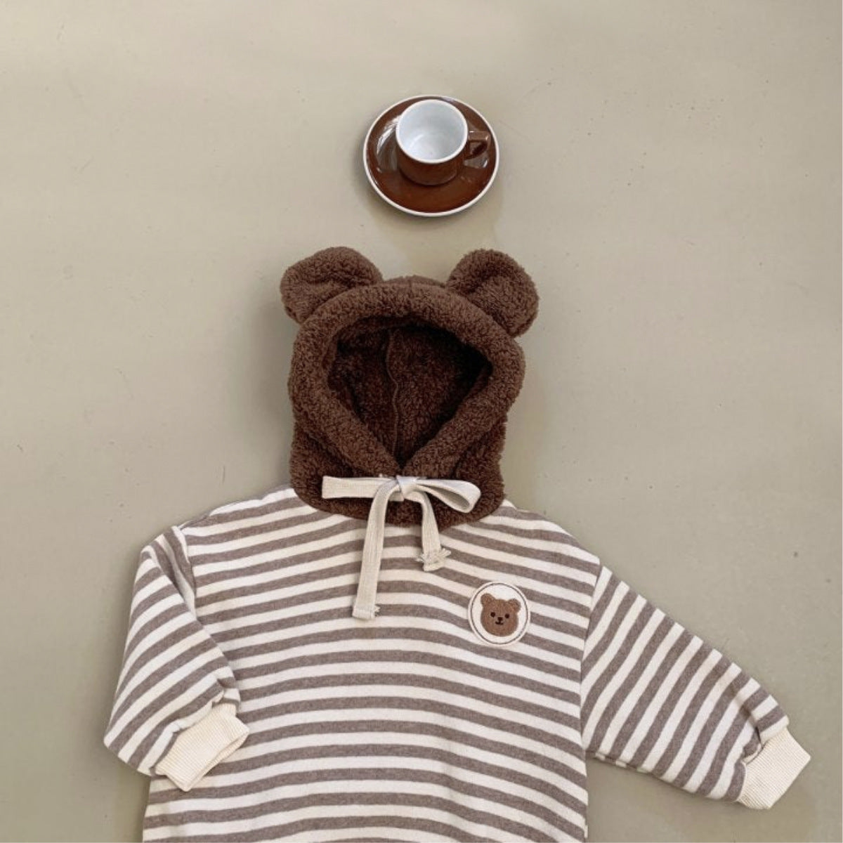 Arrival Winter and Spring Baby Unisex Striped and Teddy Bear Pattern Onesies with Fluffy Hood, MyKids-USA®, Baby One-Pieces, MyKids-USA -  -  -  -  -  -  - .