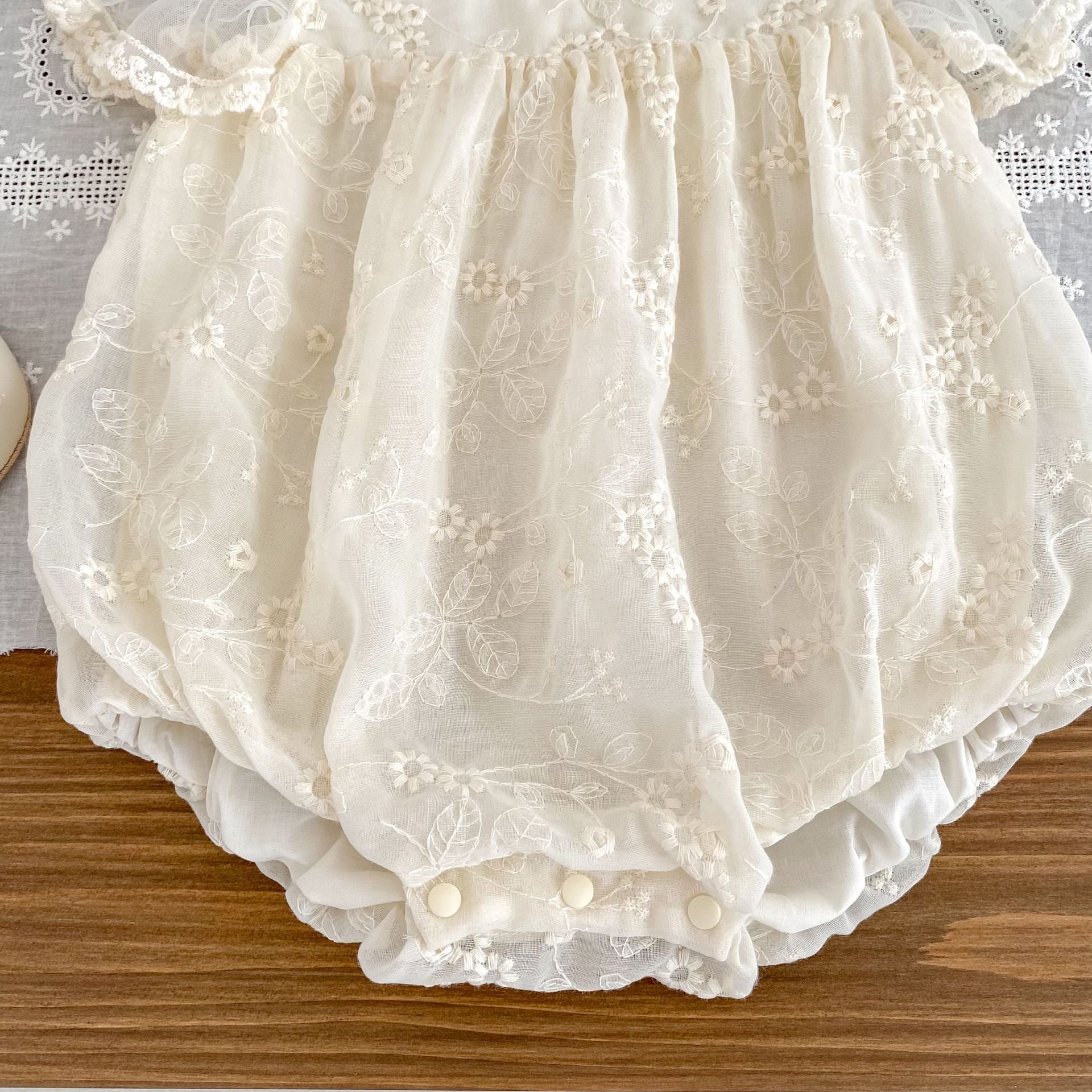 Summer Arrival Baby Girls Apricot Tulle Fly Sleeves Flowers Embroidered Pattern Onesies, MyKids-USA®, Baby One-Pieces, MyKids-USA -  -  -  -  -  -  - 