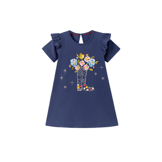 Summer Arrival Flowers Pattern Short Sleeves Dress for Stylish Girls, MyKids-USA®, Baby & Toddler Dresses, MyKids-USA - Size/Age - 90 (12-24M) - Color - Colorful -  -  - TR2602041423-A.