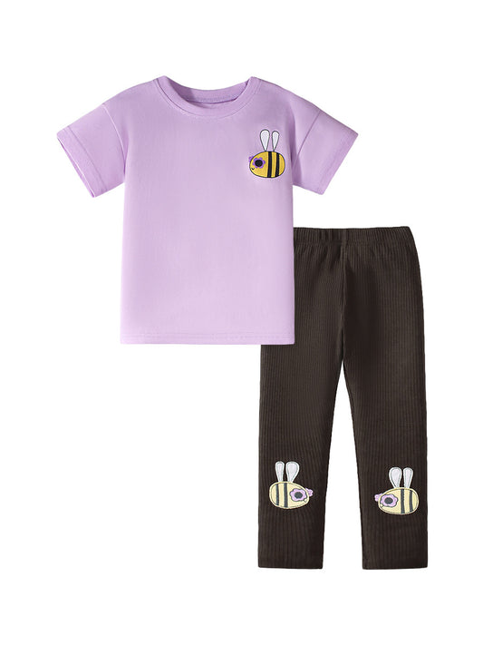 Summer Baby Kids Bees Cartoon Pattern T-shirt and Shorts Clothing Set for Girls, MyKids-USA®, Baby & Toddler Outfits, MyKids-USA -  -  -  -  -  -  - 