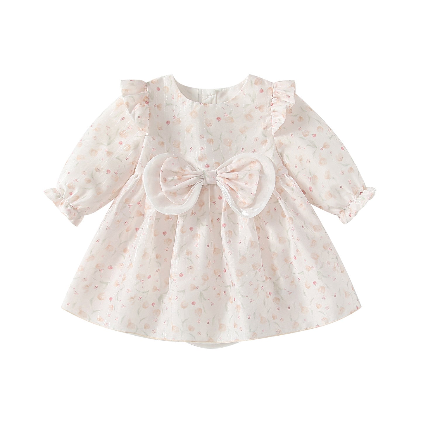 Arrival Spring Baby Girls Floral Pattern Long Sleeves Bodysuit Dress with Butterfly-bow, MyKids-USA®, Baby & Toddler Dresses, MyKids-USA -  -  -  -  -  -  - .