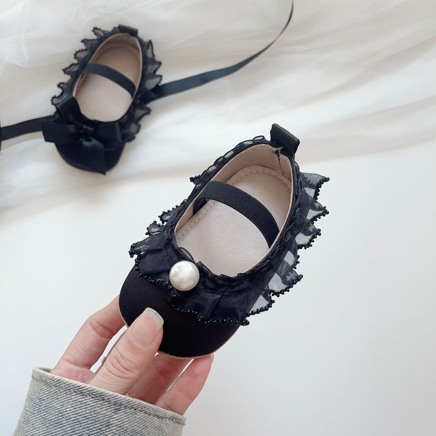Summer Baby Girl Lace Trim Toddler Soft-Sole Anti-slip Walking Shoes, MyKids-USA®, First Steps & Crawlers, MyKids-USA - Size/Age - insole length 11.00 cm - Color - Black -  -  - TR2604192324-B.