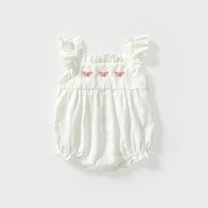 Summer Arrival Baby Girls Cute Butterfly Pattern Fly Sleeves Strap Onesies, MyKids-USA®, Baby One-Pieces, MyKids-USA - Size/Age - 66 (3-6M) - Color - Beige -  -  - TR2504291936-A