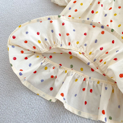 Summer Girls Coloful Dots Pattern Short Sleeves Onesies and Girls’ Dress – Princess Sister Matching Set, MyKids-USA®, Baby & Toddler Outfits, MyKids-USA -  -  -  -  -  -  - 