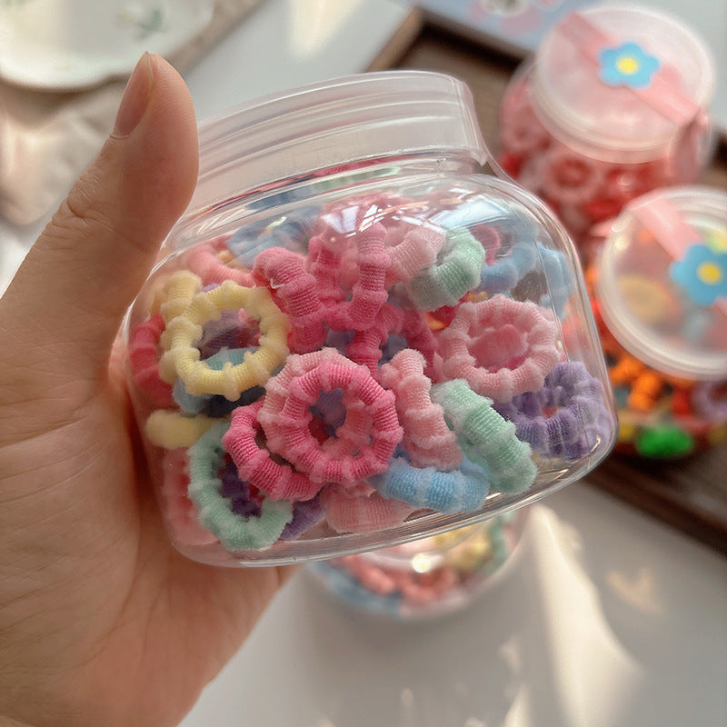 Collection of 100 Versatile Colorful Hair Ties, MyKids-USA®, Ponytail Holders, MyKids-USA - Size/Age - Average Size (0-12Y） - Color - Apricot -  -  - TR2602031421-A.