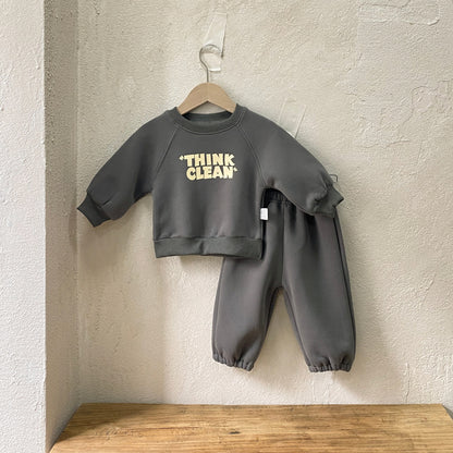 Winter and Spring Baby Kids Unisex Long Sleeves Letters Pattern Pullover and Plain Pants Clothing Set, MyKids-USA®, Baby & Toddler Outfits, MyKids-USA - Size/Age - 73 (6-9M) - Color - Grey -  -  - TR2512260913-B.