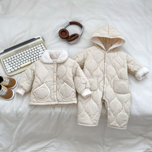 Arrival Baby Kids Boys Simple Plain Single Breasted Thick Coat&Romper, MyKids-USA®, Baby & Toddler Outerwear, MyKids-USA -  -  -  -  -  -  - .
