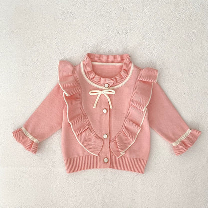 Autumn Arrival Baby Girls Comfortable Butterfly-bow Decorated Knitted Long Sleeves Cardigan, MyKids-USA®, Cardigans, MyKids-USA - Size/Age - 66 (3-6M) - Color - Pink -  -  - TR2508042323-C
