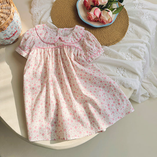 Summer Baby Kids Girls Short Sleeves Pink Floral Dress, MyKids-USA®, Baby & Toddler Dresses, MyKids-USA -  -  -  -  -  -  - 