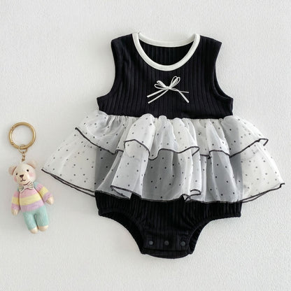 Design Summer Baby Kids Girls Sleeveless Color Patchwork Bodysuit Dress